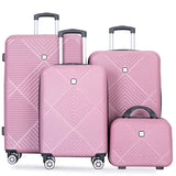 4-Piece Lightweight Travel Luggage Set – Large Capacity Spinner Suitcases with Double Wheels