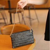 Straw Shoulder Chain Strap Crossbody Bag – Summer Casual Tote for Women