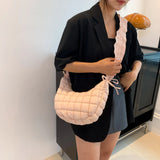 Quilted Bubble Cloud Crossbody Bag – Solid Color Padded Shoulder Purse with Adjustable Strap