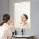 LED Wall-Mounted Anti-Fog Bathroom Mirror – Touch-Switch 3-Colour Dimmable Vanity Light