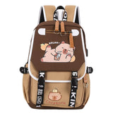 Capybara Flap Backpack with Pencil Case – Cute Nylon Animal Daypack for Teens