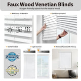 Cordless Faux Wood Blinds – 2-Inch Room Darkening Window Treatment in Dark Oak | Moisture-Resistant, Durable & Easy to Install