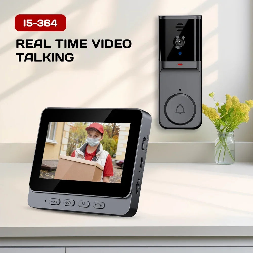 WiFi Wireless Intercom Smart Doorbell – 4.3” IPS Screen with HD Video Camera, Two-Way Audio & Home Security Surveillance System