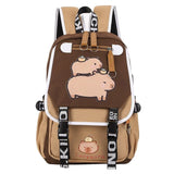 Capybara Flap Backpack with Pencil Case – Cute Nylon Animal Daypack for Teens