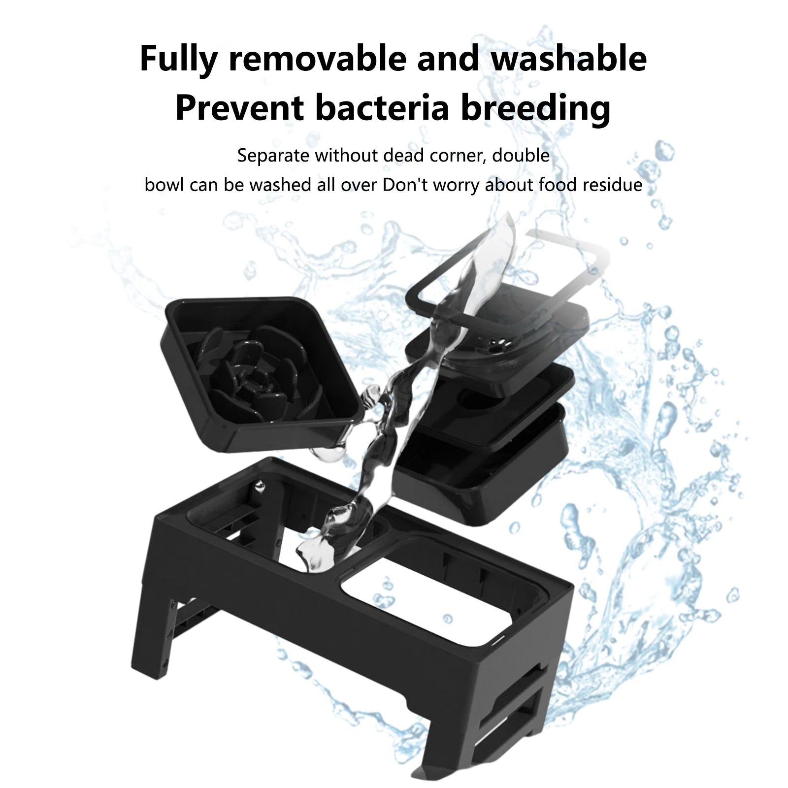 3-in-1 Pet Dog Stainless Steel Slow Feed & Water Bowls – Adjustable Height, Anti-Knock Design for Cats & Dogs 🐾🥣