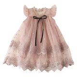 Girls Embroidered Mesh Vintage Dress – Korean Style Toddler Party Dress (Elegant & Comfortable)