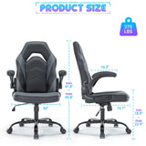 Ergonomic PU Leather Gaming & Office Chair – Adjustable Height, Flip-Up Armrests