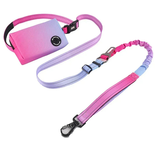 Stretchable Hands-Free Dog Leash with Waist Bag – Shock Absorbing Running Rope for Medium & Large Dogs
