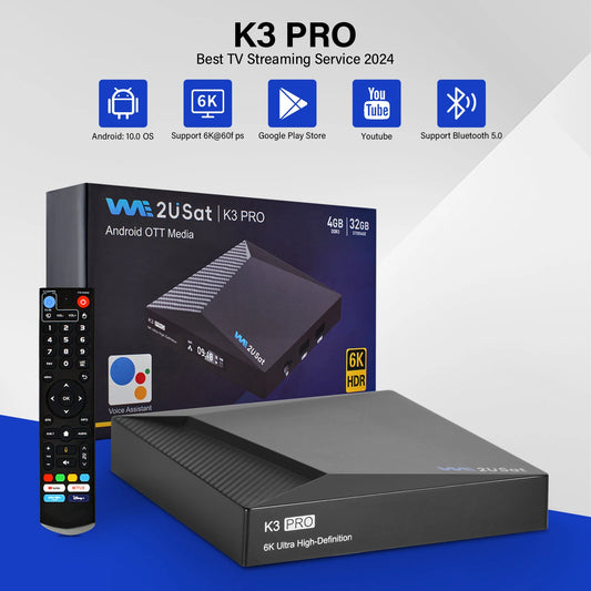 K3 Pro Android 10.0 TV Box – 6K HDR Media Player with Built-in WiFi Antenna, US Terrestrial Channel Support (Ships from US)