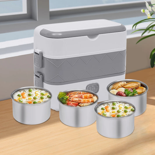 200 W Portable Food Insulated Electric Lunch Box – Double Layer Heating Container for Office, Travel & Home