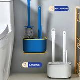 3-in-1 Silicone Toilet Brush & Holder Set – Flexible Silicone Bristles, Compact Storage Design