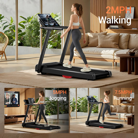 3.0HP Brushless Foldable Treadmill — Dual Shock Absorption, 300 lbs Support, HR Monitor & Quiet Running Design 🏃‍♀️