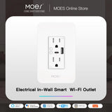 WiFi Smart Power Wall Socket – Dual Outlet Plug with USB & Type-C Ports, Alexa & Google Home Compatible Smart Socket for Home & Office