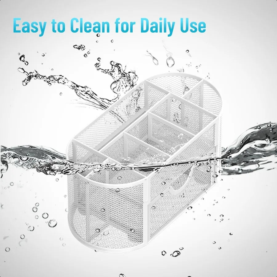 Sleek Mesh Desk Organizer – 9 Compartments Workstation Drawer & Pen-Holder Caddy
