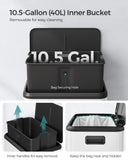 SONGMICS 10.5 Gallon Kitchen Trash Can – 40 L Stainless Steel with Wide Foot Pedal, Soft-Close Lid & Stays-Open Feature