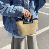Women’s casual straw travel handbag – large-capacity color-clash woven tote bag, versatile summer leisure purse for beach, shopping & daily use