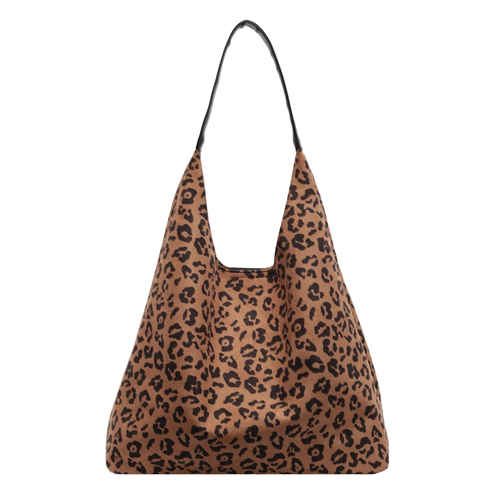 Women’s Leopard Print Top-Handle Tote & Hobo Bag Set – Large Capacity Satchel with Small Purse