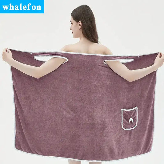“Wearable Bath Towel with Bowknot – Coral Velvet Bath Skirt for Adults, Quick-Drying & Soft Absorbent Wrap”