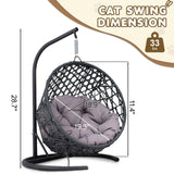 Cat Swing Bed with Stand – Indoor Hanging Egg Chair with Cushion, Rattan Wicker Style Swinging Pet Bed for Cats & Small Dogs