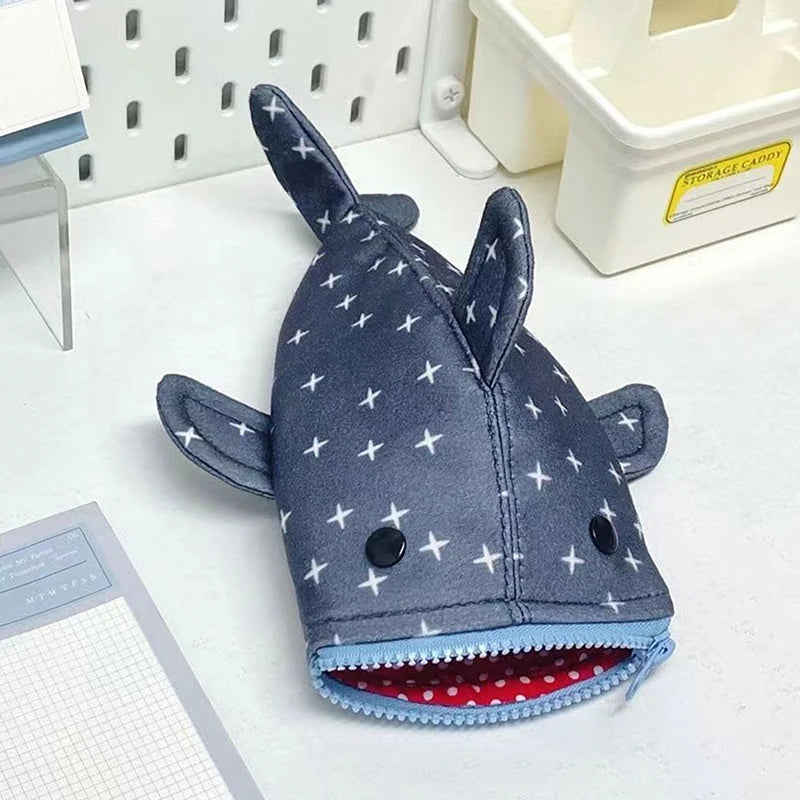 Creative Kawaii Shark Star Pencil Case – Cute Cartoon Shark Mouth Zipper Stationery Bag