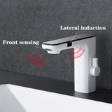 Premium Smart Touchless Dual-Sensor Bathroom Faucet with Hot/Cold Mixer – White Deck-Mount Basin Tap