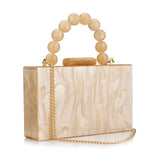 Women’s Pearl Marble Acrylic Evening Bag – Luxury Dark Green Crossbody Purse with Flap Closure for Weddings & Parties