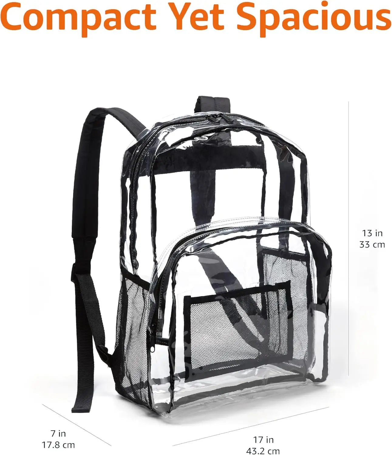 Clear PVC School Backpack – Water-Resistant Transparent Bookbag with Reinforced Straps
