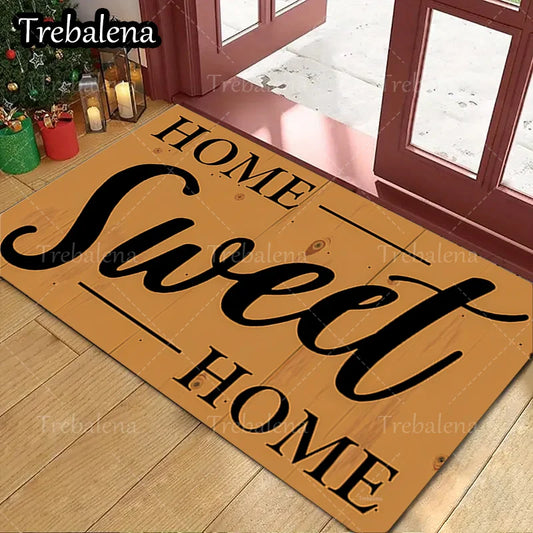 “Home Sweet Home” Welcome Door Mat – Indoor/Outdoor Entryway Rug (Non-Slip, Easy-Clean)