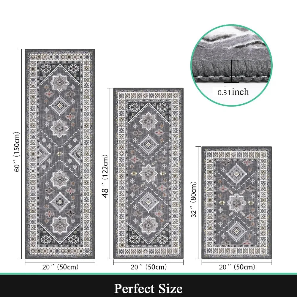 3PCS Kitchen Rug Set – Washable Non-Slip Mats for Kitchen, Hallway & Laundry Room, Holiday Décor