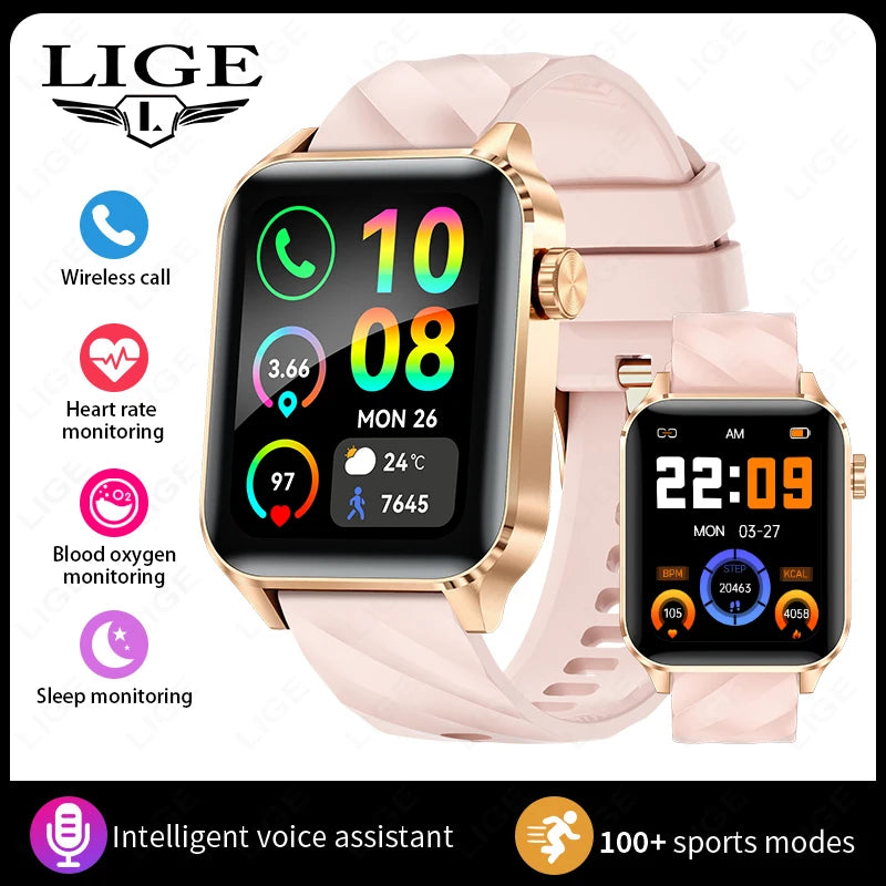 LIGE 1.85” HD Smart Watch for Women – Bluetooth Call, Fitness & Health Monitor Bracelet, Elegant Ladies Smartwatch