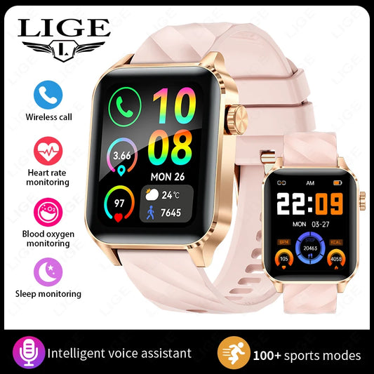 LIGE 1.85” HD Smart Watch for Women – Bluetooth Call, Fitness & Health Monitor Bracelet, Elegant Ladies Smartwatch