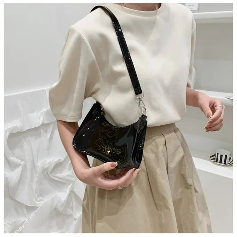 Clear Jelly Shoulder Bag for Women – Small Zipper Under-arm Purse Transparent Fashion Handbag