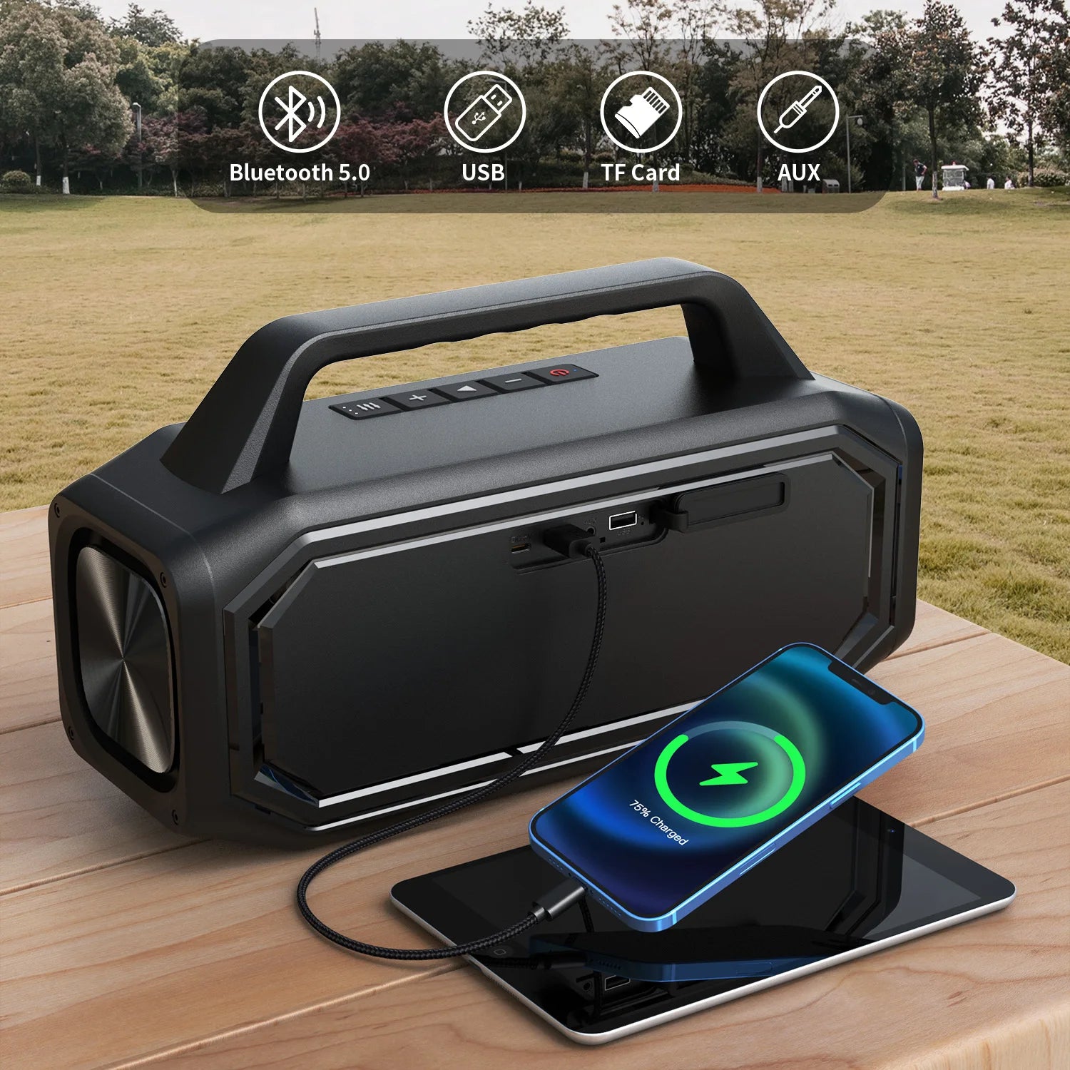 W-KING 80W Bluetooth Speaker – Portable Wireless Outdoor Speaker with Bass Boost, Stereo Pairing & Reverse Charging (IPX6)