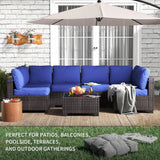 “7-Piece Modular Outdoor Furniture Set – PE Rattan Wicker Sectional Sofa with Cushions for Garden, Balcony & Patio”