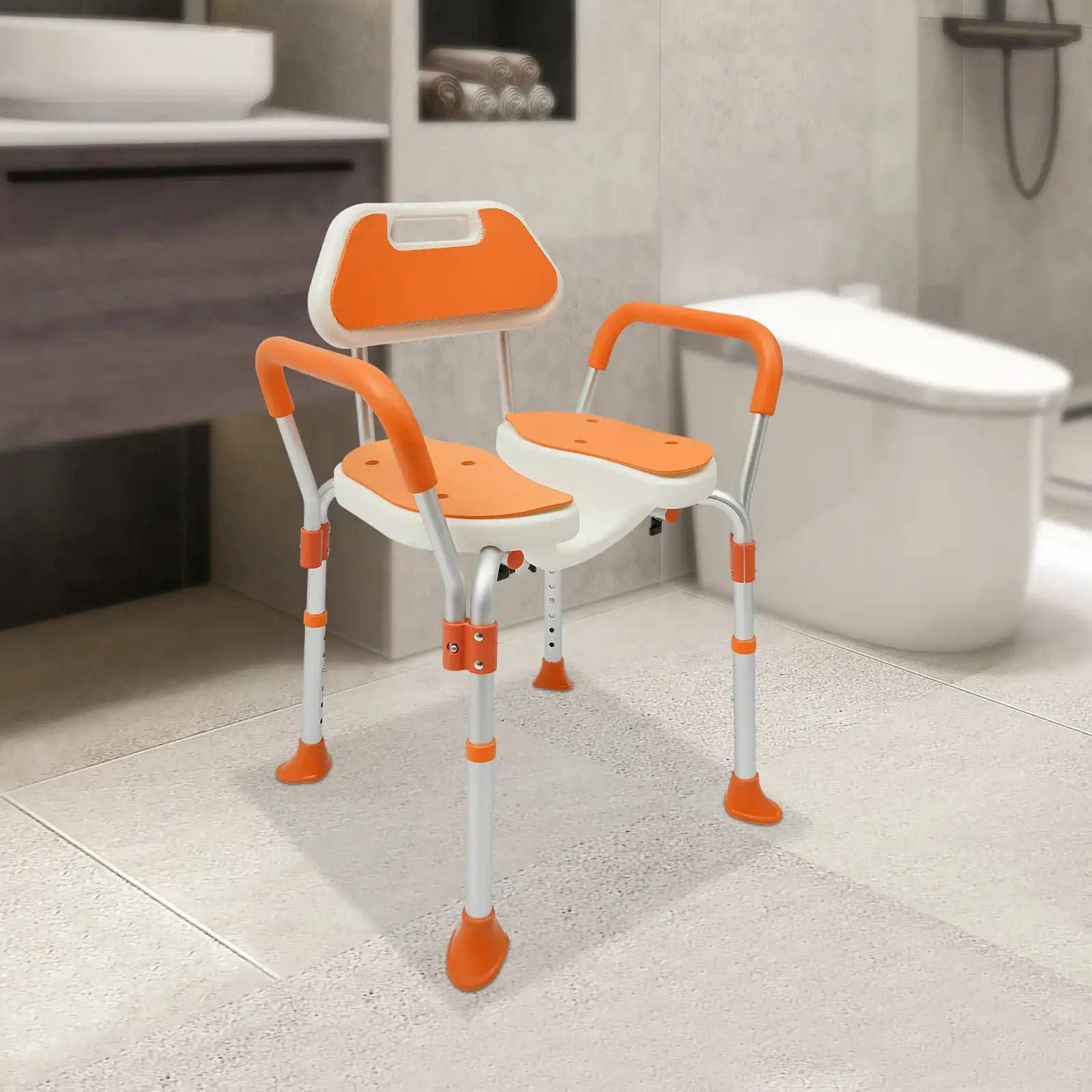 Height-Adjustable Shower Chair with Backrest & Armrests – Bath Seat for Seniors, Pregnant Women & Disabled Individuals