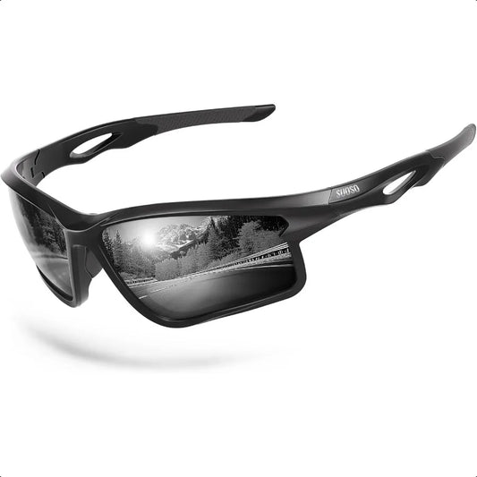 Polarized Sports Sunglasses – UV400 Wrap-Around Glasses for Men & Women, Ideal for Running, Fishing & Driving (TR90 Frame)