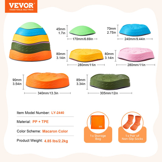 Succebuy 5–6 Pcs Balance Stepping Stones – Kids Training & Sensory Play Toys for Indoor/Outdoor Games 🪨👧👦
