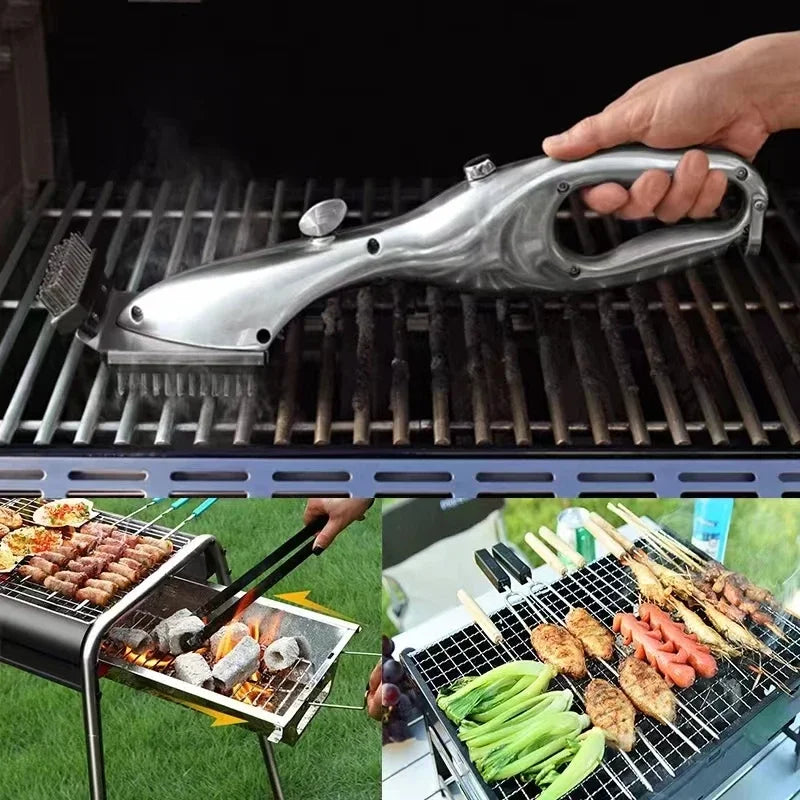 “BBQ Grill Steam Cleaning Brush – Outdoor Barbecue Scraper Cleaner for Gas & Charcoal Grills”