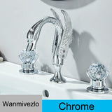 Wanmivezlo Gold Swan Basin Faucet – Luxury Deck-Mounted Dual Crystal Handle Hot & Cold Mixer
