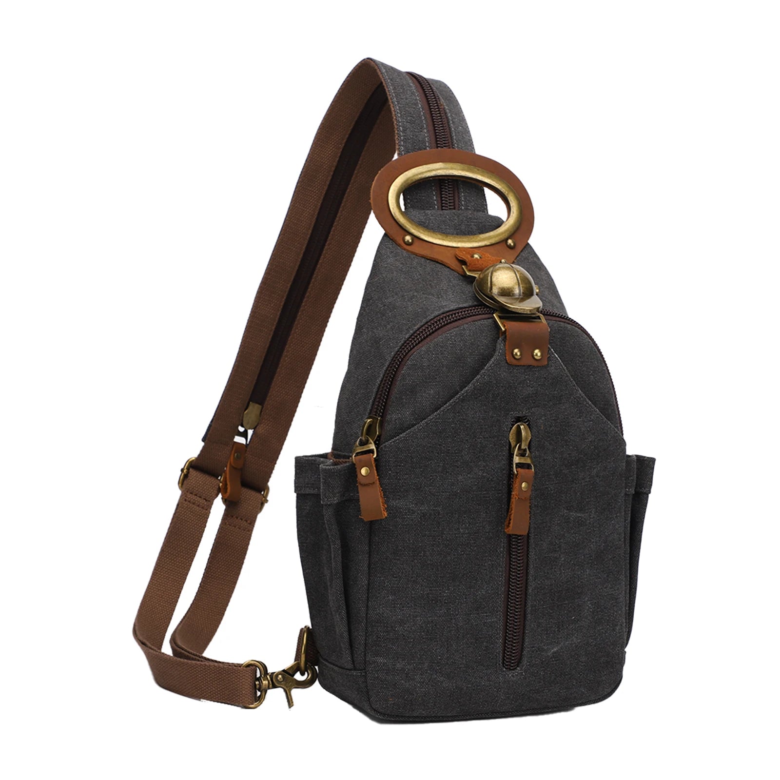 Kouli Buir Canvas Sling Backpack — Convertible Chest Crossbody Daypack for Outdoor Cycling, Hiking & Travel