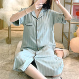 Women’s Cotton Maternity Pajama Dress – Short Sleeve Striped Nursing Sleepwear, Breastfeeding Loungewear Gown