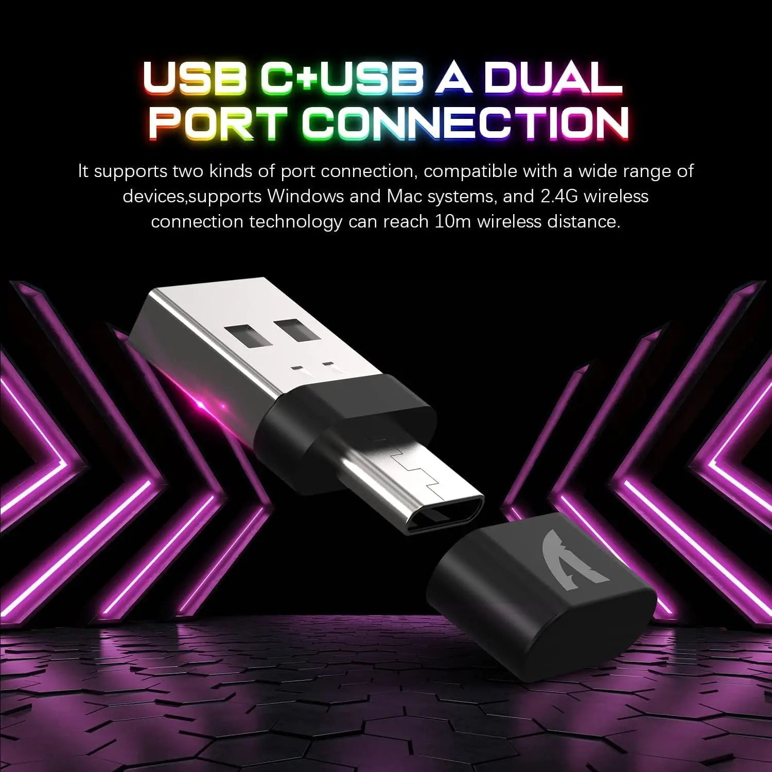 T3 Wireless Gaming Keyboard & Mouse Combo – Full-Size RGB Backlit, Rechargeable 4200mAh, USB-C Dual Receiver, Silent Mouse