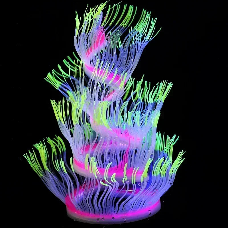 Glow-in-Dark Silicone Coral Aquarium Decor – Fluorescent Sea Anemone Simulation for Fish Tank Landscape