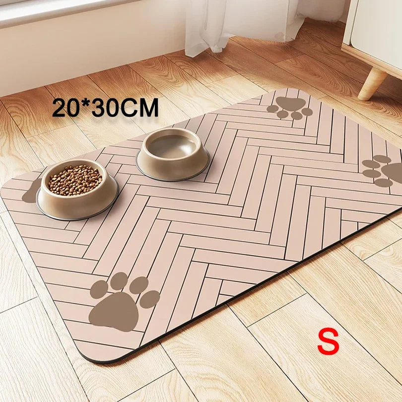 Pet Feeding Placemat – Waterproof Quick-Dry Mat with Rubber Backing for Dog & Cat Food and Water Bowls