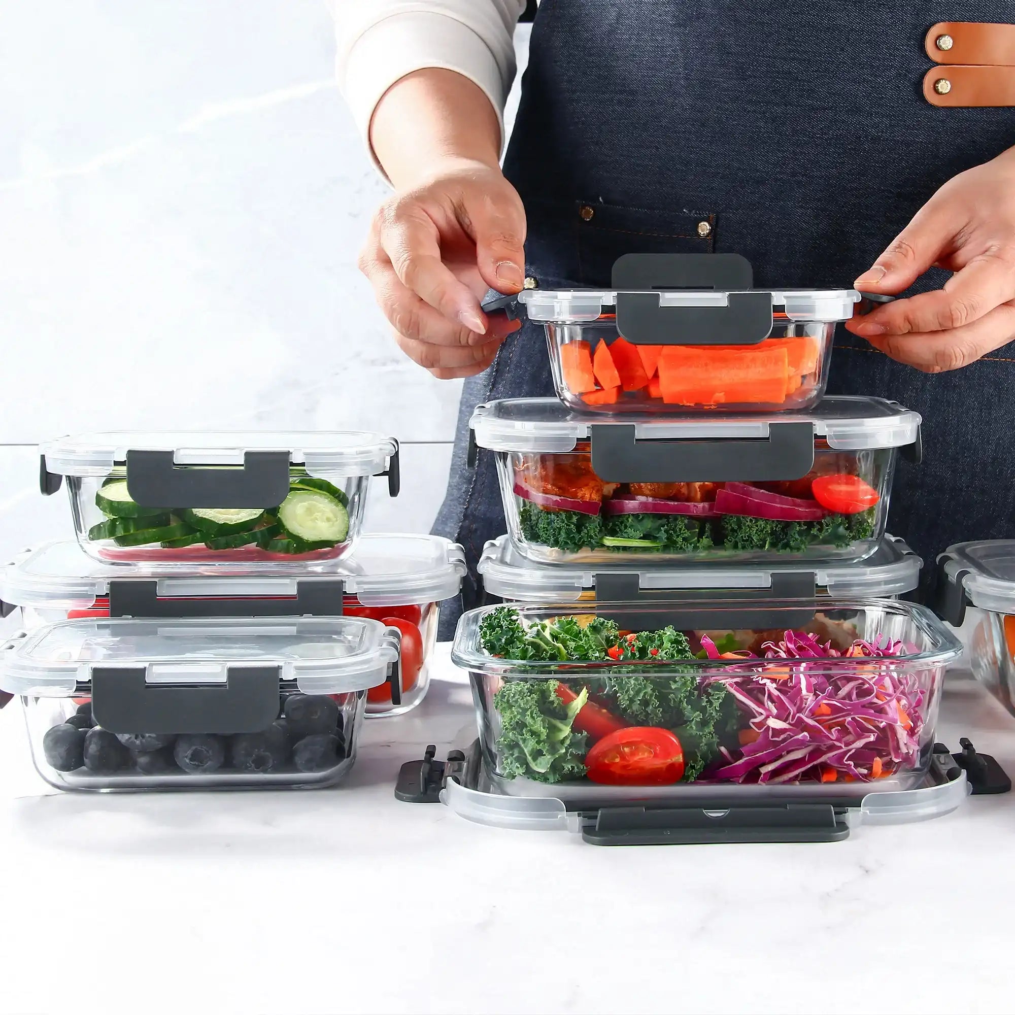 8-Piece Borosilicate Glass Food Storage Containers – BPA-Free Leakproof Meal Prep Set
