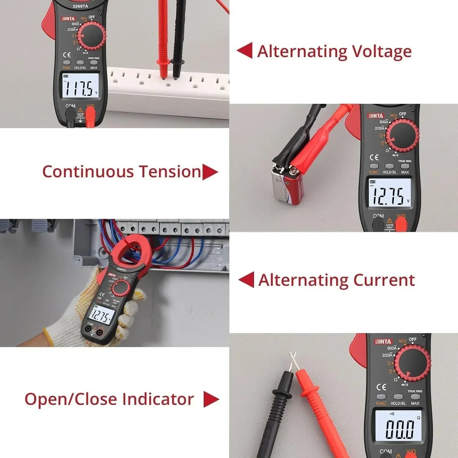 “Binta Digital Clamp Meter – 2000 Counts 600A AC/DC TRMS Auto-Range Multimeter with NCV, Voltage, Ohm & Capacitance Testing”