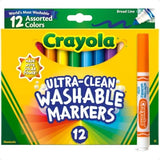 Crayola Ultra-Clean Washable Markers – 12 Count Broad Line, Vibrant Colors for Kids’ Art, School & Crafts