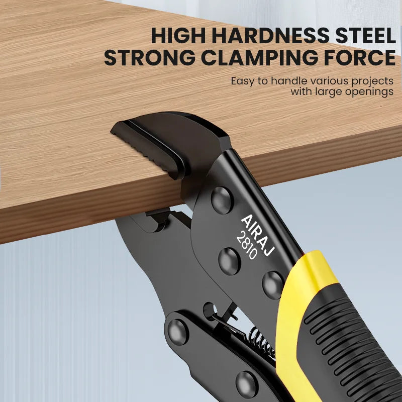 AIRAJ Locking Pliers Set – 5 Piece Quick-Release Curved-Jaw Vise-Grips for Strong Clamping & Metal Bending