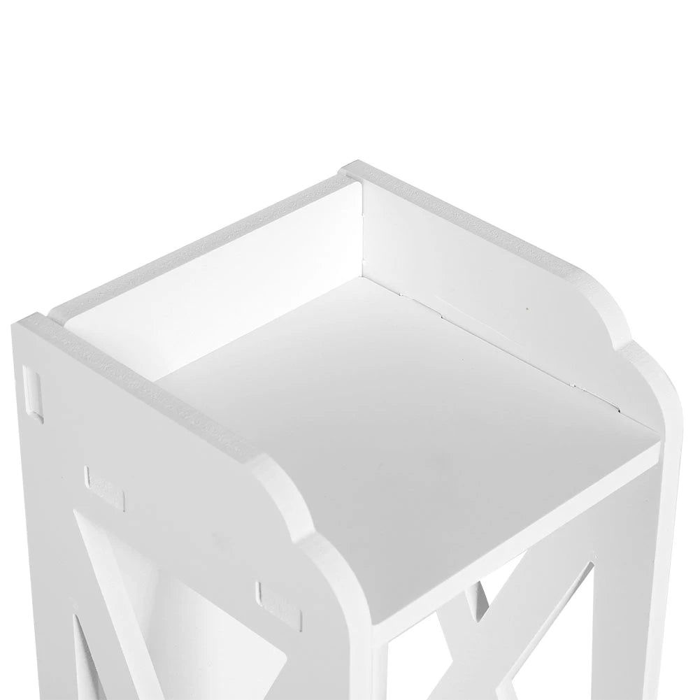 White Wood Bathroom Cabinet 80×15.5×15 cm – Slim Wall or Floor Cupboard with Shelf & Tissue Storage