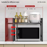 Expandable Microwave Shelf Organizer – Adjustable 42–64cm Countertop Rack, Moisture & Rust-Proof Kitchen Storage Shelf